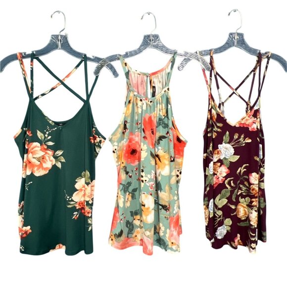 3 Papermoon Floral Camisole Tank Tops Bundle - Picture 1 of 9